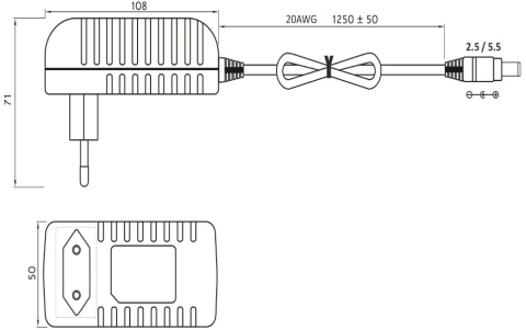 Rysunek techniczny zasilacza EB3612