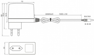 Zasilacz wtyczkowy 12V 30W 2.5A impulsowy adapter EA 1030A