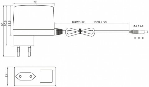 Rysunek techniczny zasilacza EA 1030A