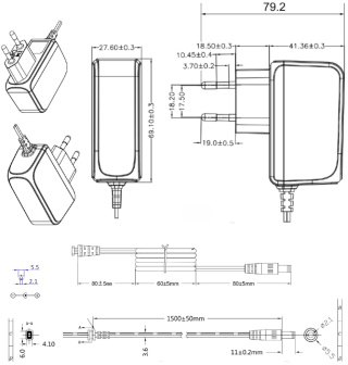 Zasilacz wtyczkowy 15V 15W 1A impulsowy premium ER15W15V