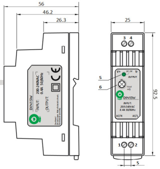 Zasilacz LED 15V 15W 1A na szynę DIN15W15