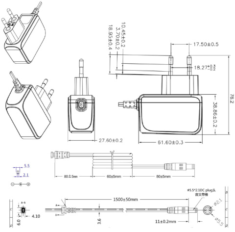 Rysunek techniczny zasilacza ER09W09V