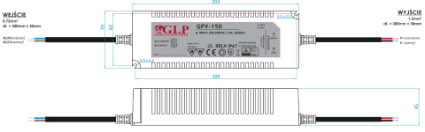 Rysunek techniczny zasilacza GPV-150-24