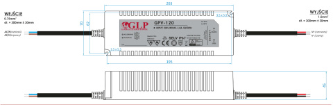 Rysunek techniczny zasilacza GPV-120-24