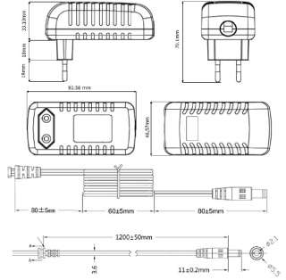 Zasilacz wtyczkowy 24V 1,5A 36W wtyk 2.1/5.5 POSB24150A