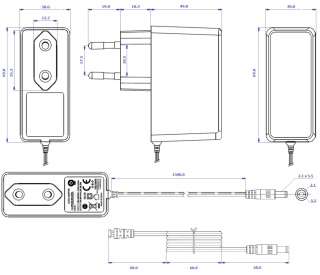 Zasilacz wtyczkowy do Taśm LED 24V 1A 24W 2.1/5.5 POSC24100A