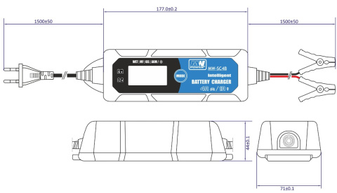 Rysunek techniczny prostownika do akumulatora MW-SC4B