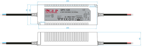 Rysunek techniczny zasilacza GPV-120-12