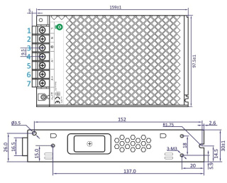 Zasilacz modułowy 24V 150W 6.25A siatkowy POS-150-24-C2