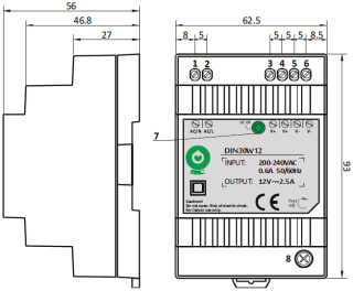 Zasilacz LED 12V 30W 2.5A na szynę DIN30W12