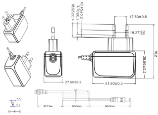 Zasilacz wtyczkowy 9V 13W 1.5A impulsowy premium ER13W09V