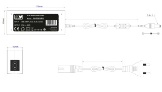 Zasilacz wtyczkowy 24V 120W 5A desktop impulsowy + kabel EA 20120D1