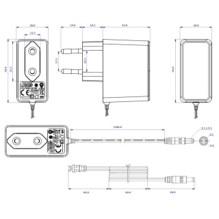 Zasilacz 12V 1A 12W DC Odwrotna Polaryzacja POSC12100A(-)