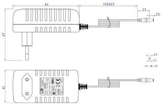 Zasilacz wtyczkowy 9V 18W 2A impulsowy EB1809