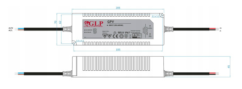 Rysunek techniczny zasilacza GPV-200-24