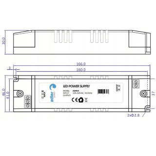 Zasilacz LED 12V 60W 5A meblowy mini Adler ADM6012