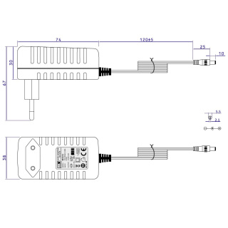 Zasilacz wtyczkowy 12V 12W 1A impulsowy EB1212