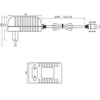 Zasilacz wtyczkowy 12V 24W 2A impulsowy EB2412