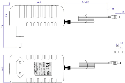 Rysunek techniczny zasilacza EB2424