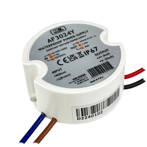 Widok boczny zasilacza LED do puszki 30W 12V DC 2,5A MW Power