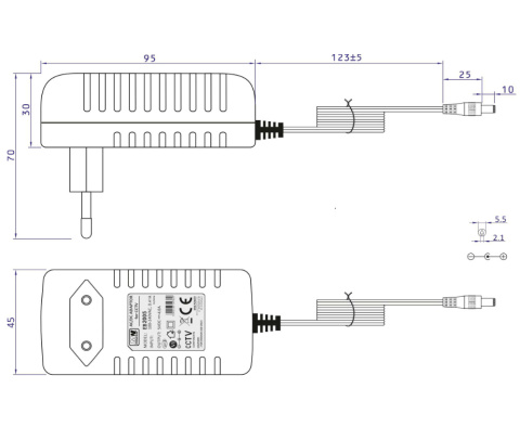Rysunek techniczny zasilacza EB2005