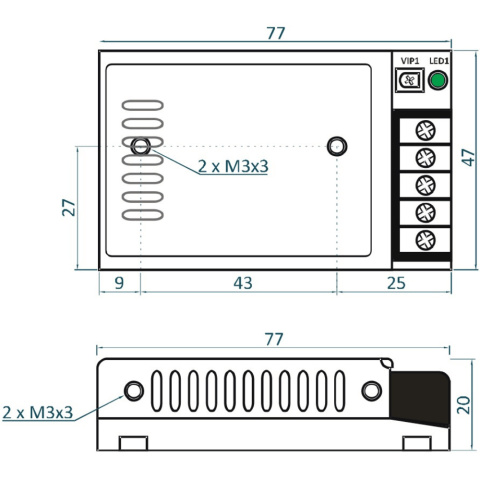 Rysunek techniczny zasilacza ADL-15-12 marki ADLER