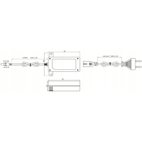 Rysunek techniczny zasilacza EBD2412