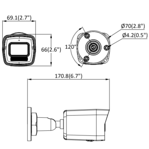 Rysunek techniczny kamery IP Hikvision 4Mpx Rysunek techniczny kamery IP Hikvision 4Mpx