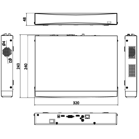 Rysunek techniczy rejestratora Hikvision IP 16 kanałowego do kamer DS-7616NXI-K1(D) Rysunek techniczy rejestratora Hikvision IP 16 kanałowego do kamer DS-7616NXI-K1(D)