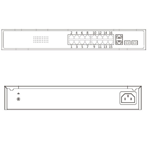 Rysunek techniczny Switcha POE DS-3E1318P-EI Rysunek techniczny Switcha POE DS-3E1318P-EI