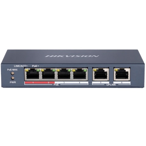 Switch POE 4 port zasilacz do kamer Hikvision DS-3E0106P-E/M Switch POE 4 port zasilacz do kamer Hikvision DS-3E0106P-E/M