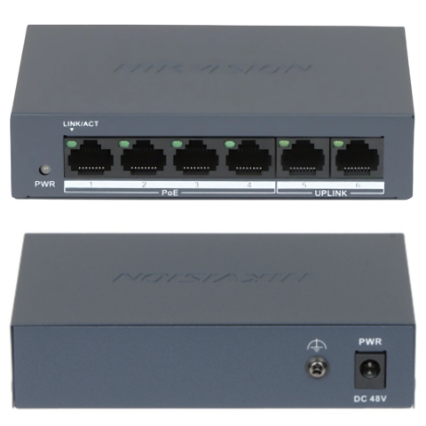 Switch POE 4 port zasilacz do kamer Hikvision DS-XS0106-P/Polish