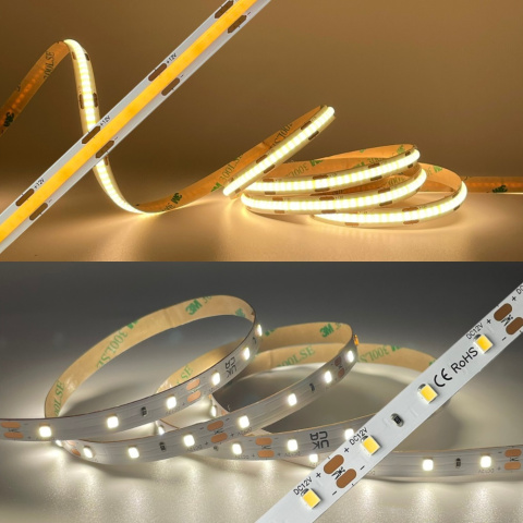 Taśma LED Ledy Pasek 5m Taśmy COB 24V 5W biała ciepła 3000K porównanie
