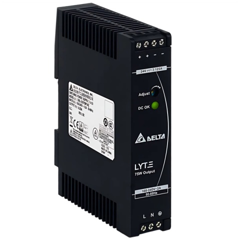 Zasilacz 12V 6.25W 75A na szynę DIN Delta regulowany DRL-12V75W1AZ Zasilacz 12V 6.25W 75A na szynę DIN Delta regulowany DRL-12V75W1AZ