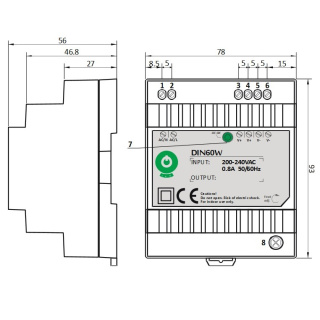 Zasilacz 48V 60W 1.25A Na Szynę DIN LED Impulsowy DC DIN60W48