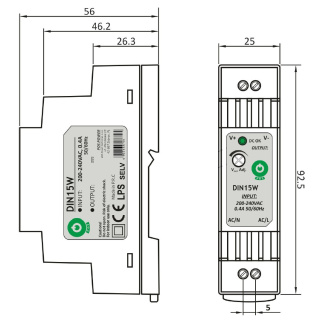 Zasilacz 5V 10W 2A Na Szynę DIN LED Impulsowy DC DIN15W5