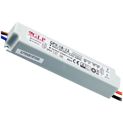 Zasilacz LED 12V 18W hermetyczny GPV-18-12 Zasilacz LED 12V 18W hermetyczny GPV-18-12