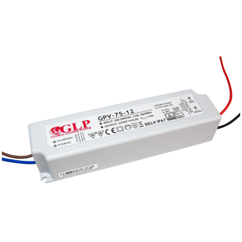 Zasilacz LED 12V 72W hermetyczny GPV-75-12 Zasilacz LED 12V 72W hermetyczny GPV-75-12