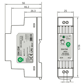 Zasilacz LED 24V 15W 0.63A na szynę DIN15W24