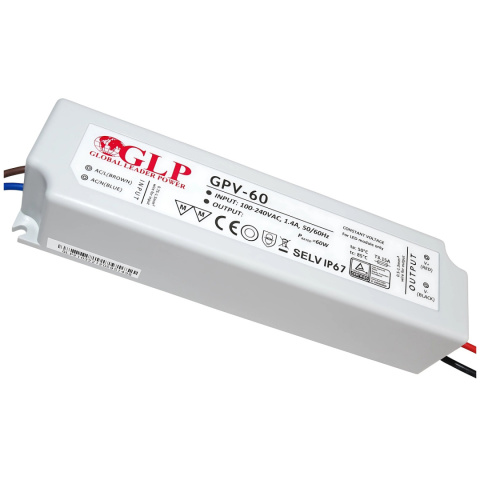 Zasilacz LED 24V 60W 2.5A hermetyczny IP67 GPV-60-24 Zasilacz LED 24V 60W 2.5A hermetyczny IP67 GPV-60-24