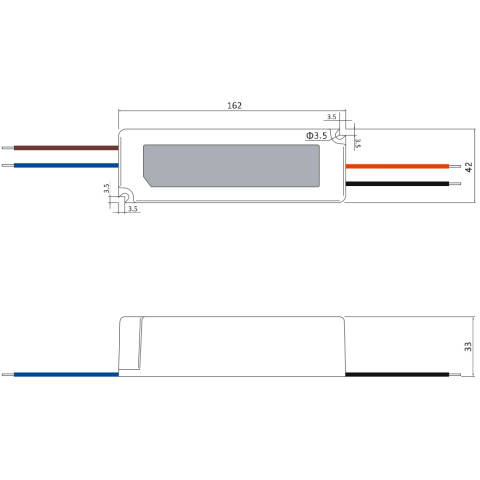 Rysunek techniczny zasilacza GPV-60-36 Rysunek techniczny zasilacza GPV-60-36