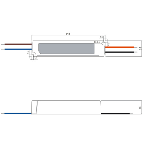 Rysunek techniczny zasilacza GPV-20-5 Rysunek techniczny zasilacza GPV-20-5