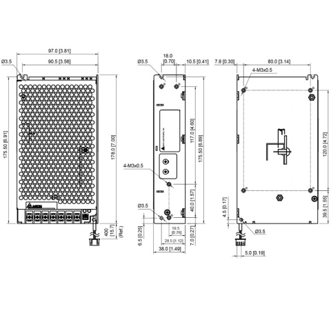 Rysunek techniczny zasilacza PMU-27V155WCCA Rysunek techniczny zasilacza PMU-27V155WCCA