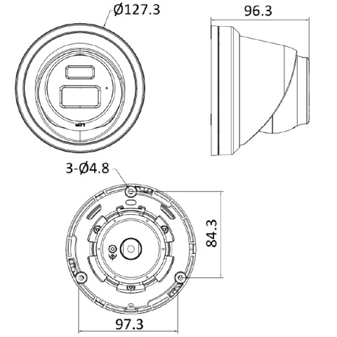 Kamera IP Hikvision AcuSense kopułkowa PoE 6Mpx DS-2CD2363G2-LI2U/SL 2.8mm rysunek techniczny
