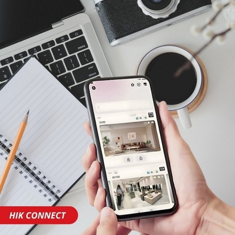 Kamera IP Hikvision ColorVu kopułkowa PoE 4Mpx DS-2CD2347G3-LIS2YU/SL 2.8mm PL aplikacja