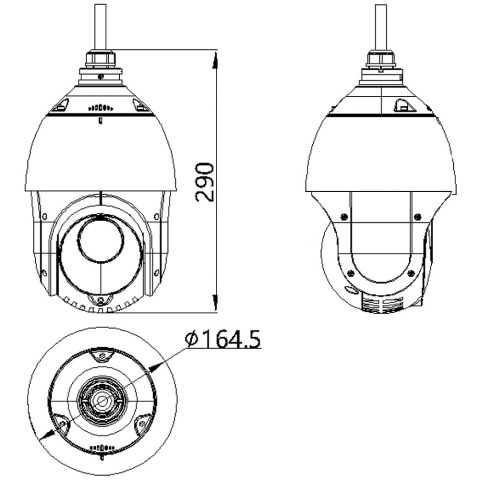 Kamera Obrotowa 360 PTZ IP Hikvision 4Mpx Zoom x25 DS-2DE4425IW-DE T5 rysunek techniczny