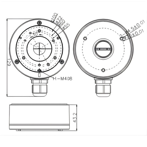 Puszka montażowa do kamery uniwersalna mała MT-P1280 - Zamiennik DS-1280ZJ-XS rysunek techniczny