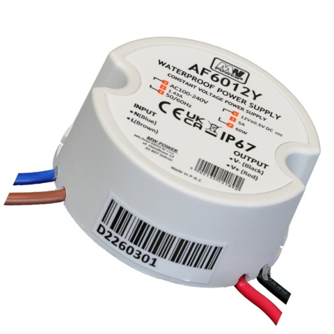 Zasilacz 12V 5A 60W LED dopuszkowy wodoodporny IP67 AF6012Y