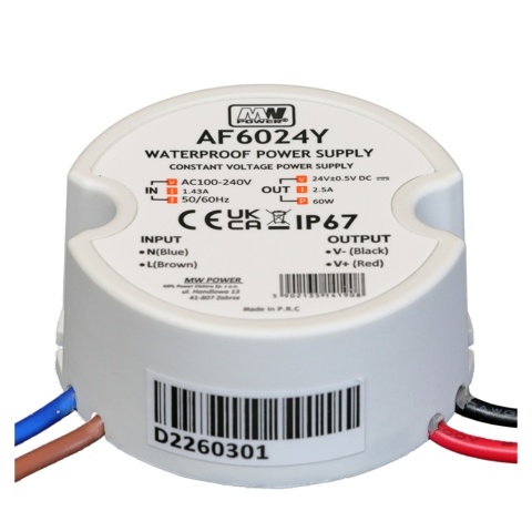 Zasilacz 24V 2.5A 60W LED dopuszkowy wodoodporny IP67 AF6024Y