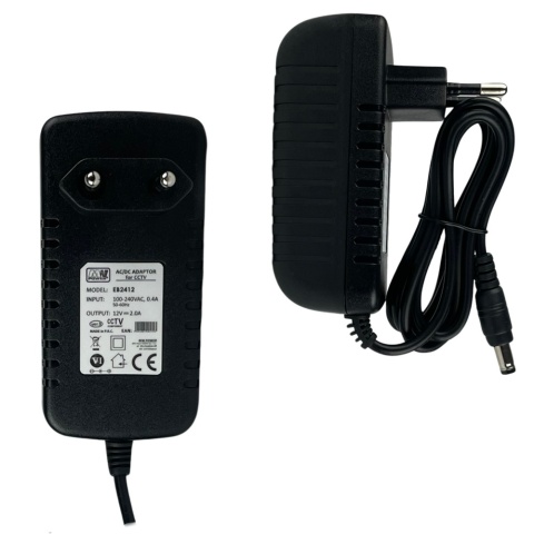 Zasilacz wtyczkowy 12V 24W 2A impulsowy do LED Kamer EB2412